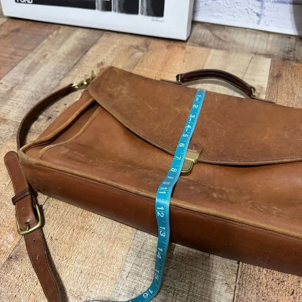 RARE COACH Morgan Glove Tanned Leather Brass Briefcase Made in USA 0602-307